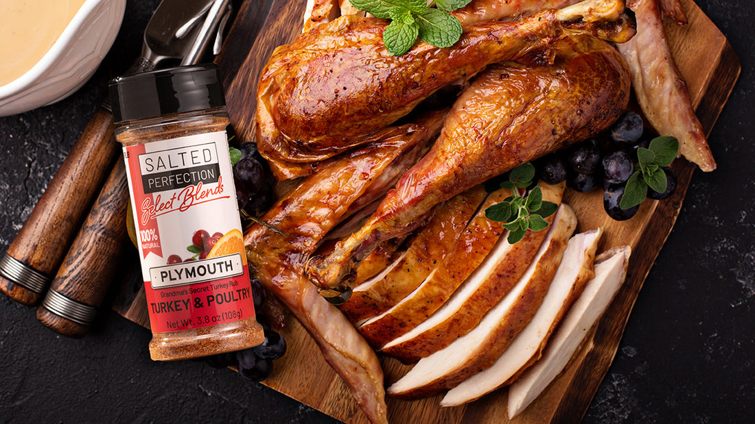 Carved smoked turkey with Plymouth Select Blend by Salted Perfection