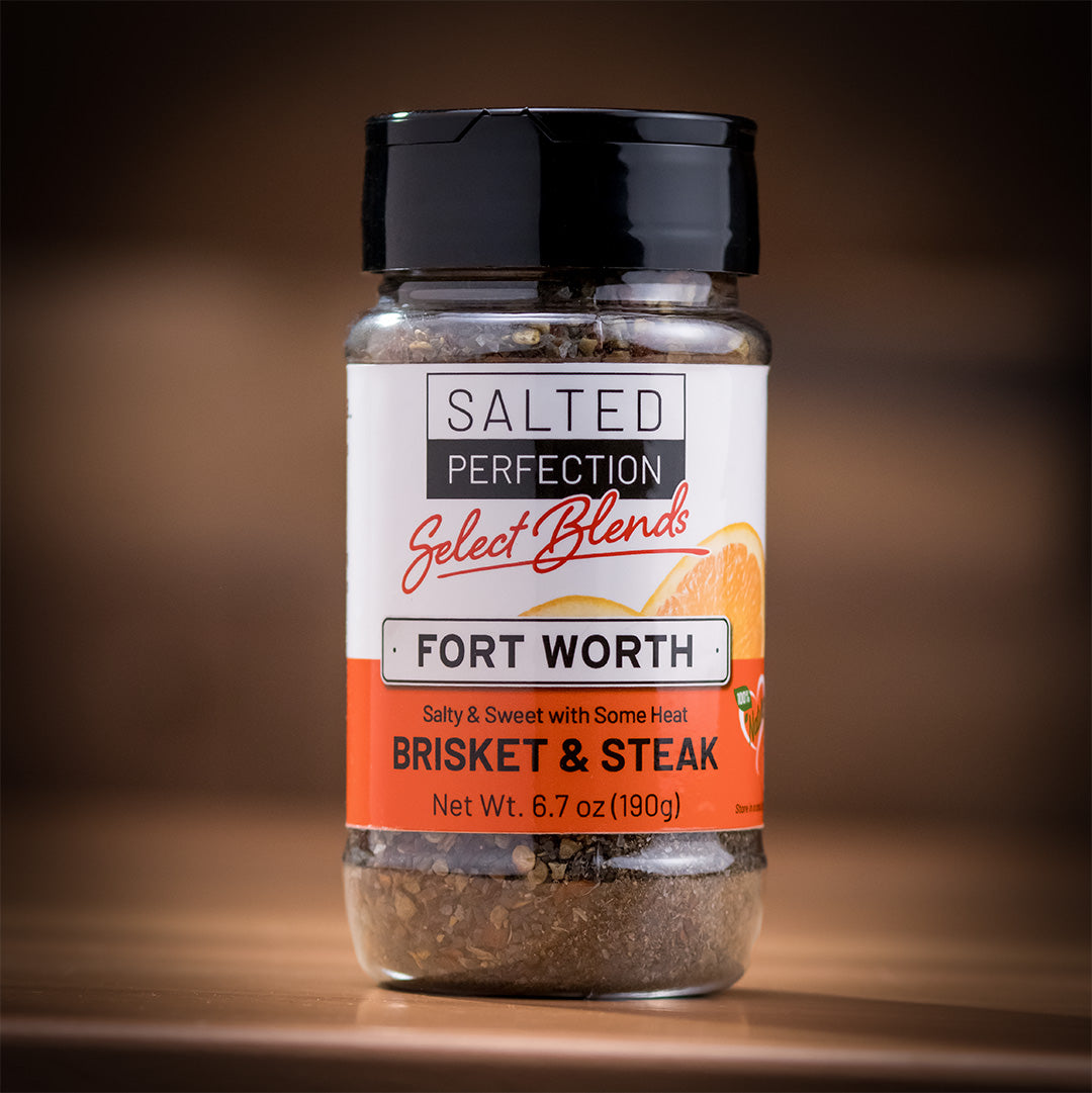 Photograph of a jar of Fort Worth Select Blend seasoning - so much more than a rub