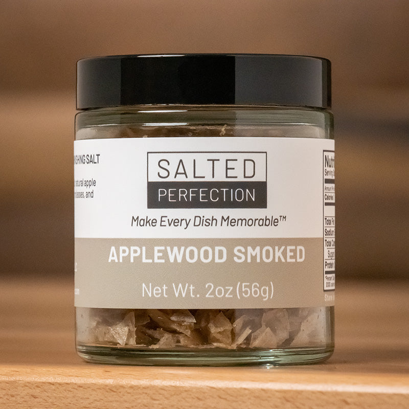 Salted Perfection Applewood Smoked Garnishing Pyramid Salt in a jar