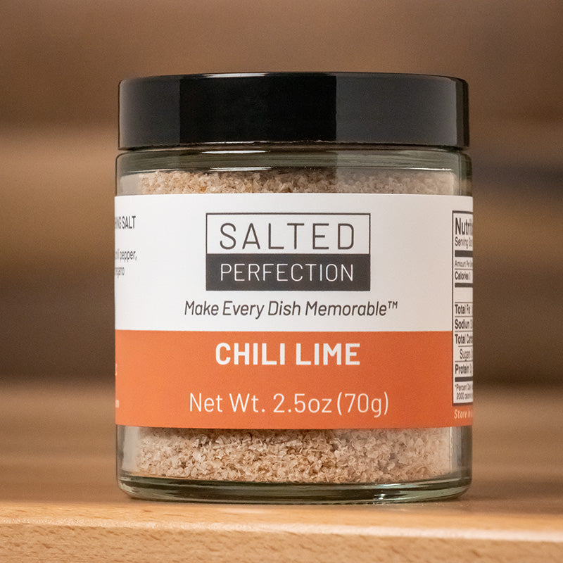 Chili Lime finishing flake salt in a jar