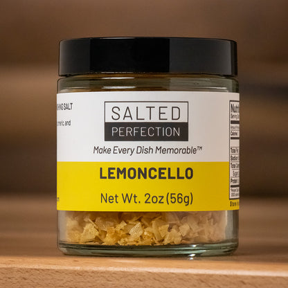 Lemon infused pyramid  flake salt in a jar